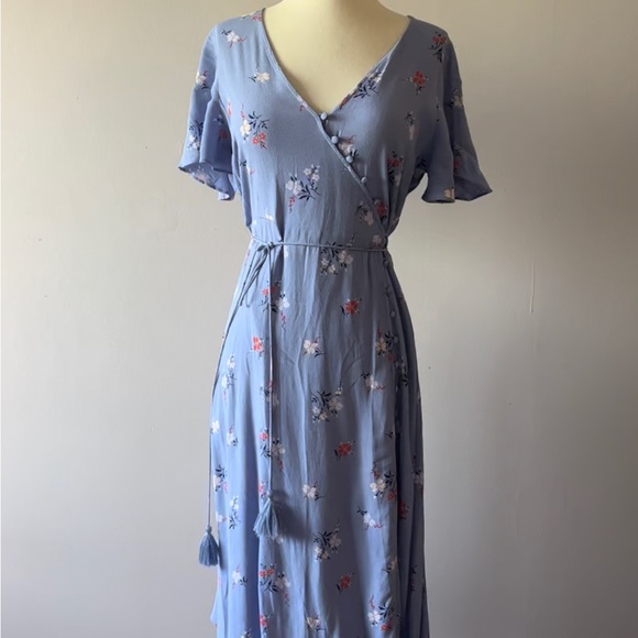 Madewell Purple Wrap Floral Dress - Picture 4 of 8